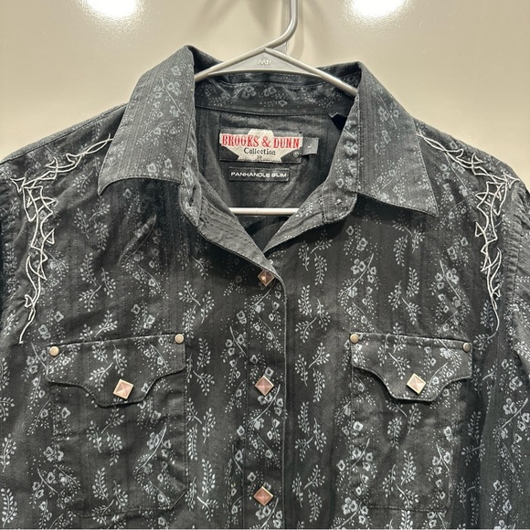 Brooks & Dunn Panhandle Slim Shirt Womens Large Black Pearl Snap Long Sleeve - Picture 5 of 16